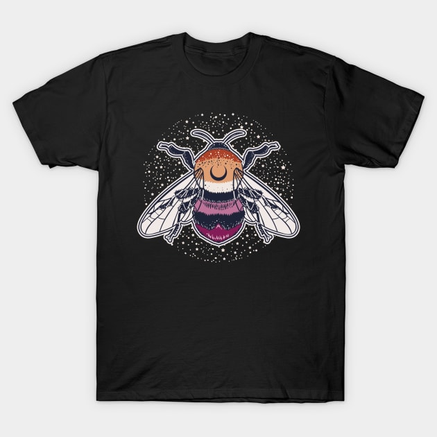 Lesbian Bee Proud LGBT Gay Pride Flag T-Shirt by Psitta